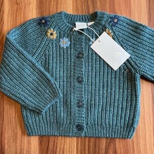 NWT Zara 2Y Embroidered Floral Button Up Cardigan